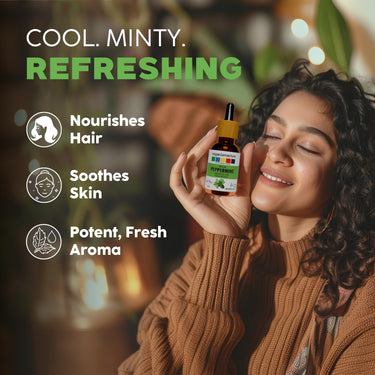 Organix Mantra Peppermint Oil for Skin, Hair, Personal Care & DIY - 100% Natural & Steam Distilled Oil - 15ML